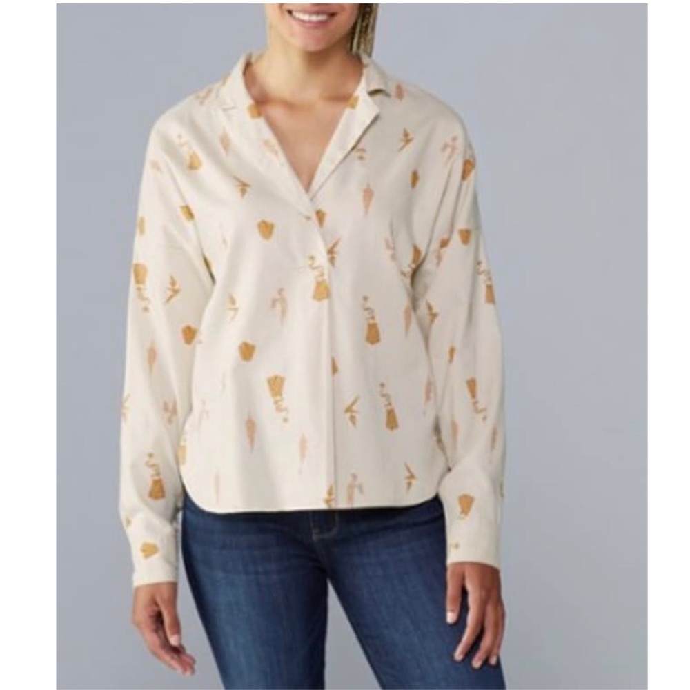 REI Co-op Women’s Norseland Long Sleeve Woven Shirt Size Large Tan Neutral